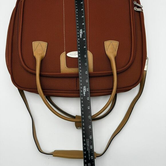 Samsonite burnt‎ orange tweed footed briefcase laptop bag carry on leather strap - Picture 16 of 16